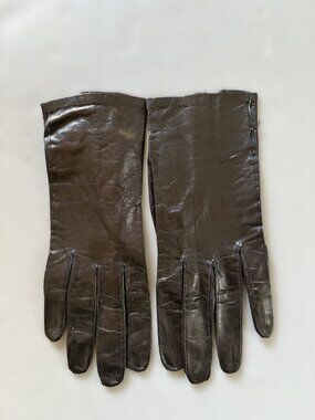 Chevreau du Grenoble French Black Leather Gloves Size 8 Vintage